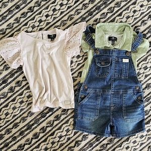 7 For All Mankind Lot Overalls and Two Shirts size 4T